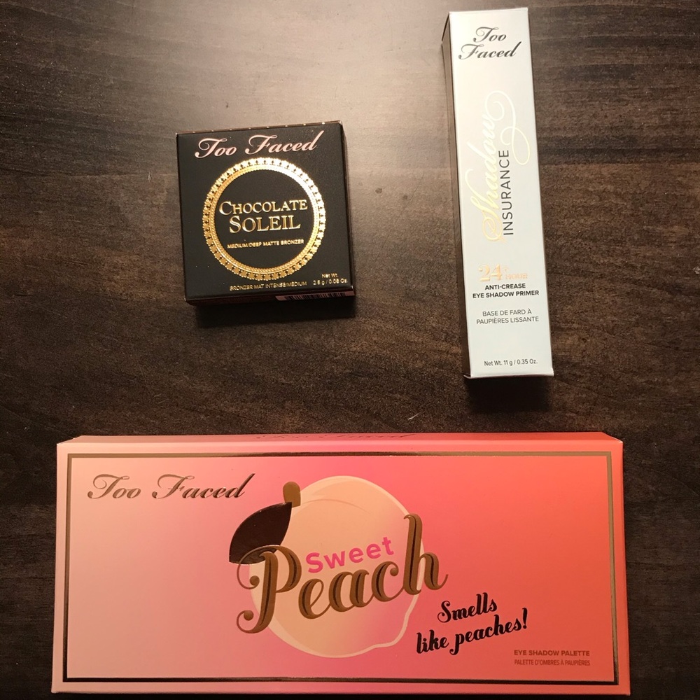 Too Faced Sweet Peach Eye Shadow Palette + Extras